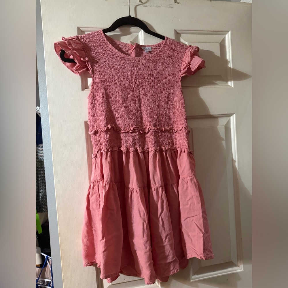 Pleat sz 14 Girls' Pink Smocked Tiered Dress